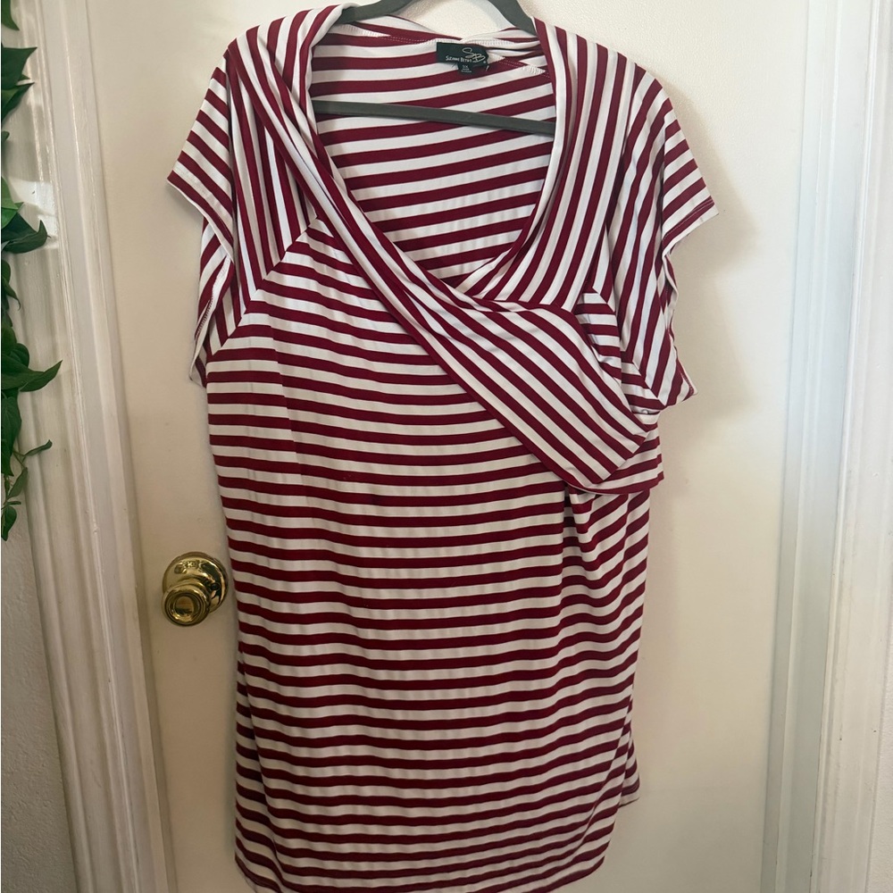 Suzanne Betro Red and White Striped Nursing Tunic